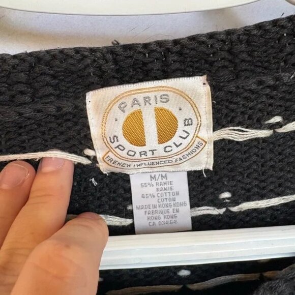 Vintage Paris Sport Club Floral Knit Sweater Black Pink White Size M - Picture 3 of 7